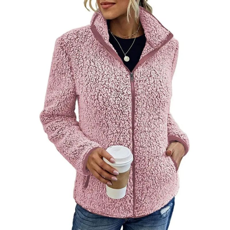 Sophie – Weiche Teddy Damen Übergangsjacke mit Reißverschluss