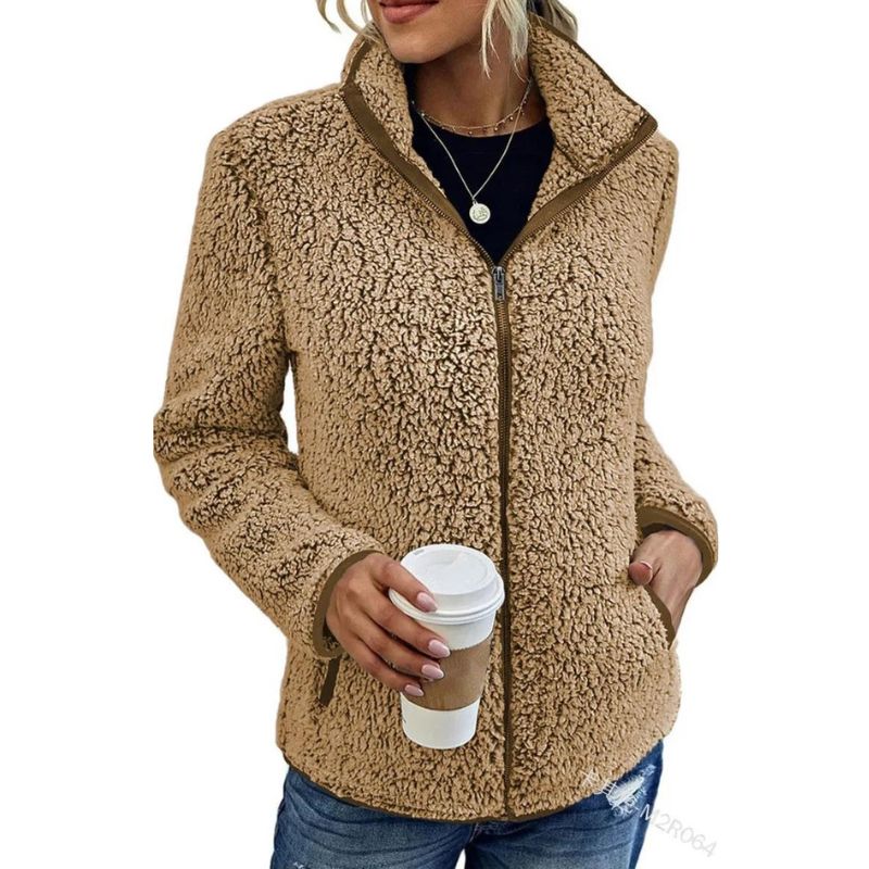 Sophie – Weiche Teddy Damen Übergangsjacke mit Reißverschluss