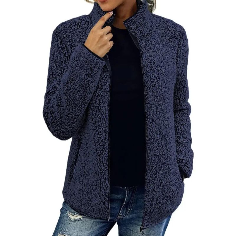 Sophie – Weiche Teddy Damen Übergangsjacke mit Reißverschluss