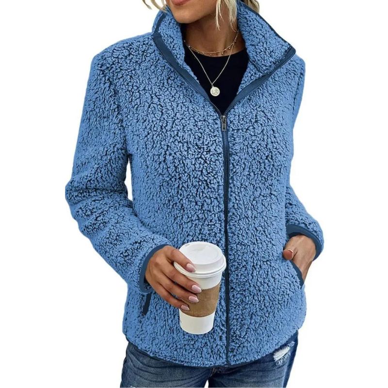 Sophie – Weiche Teddy Damen Übergangsjacke mit Reißverschluss