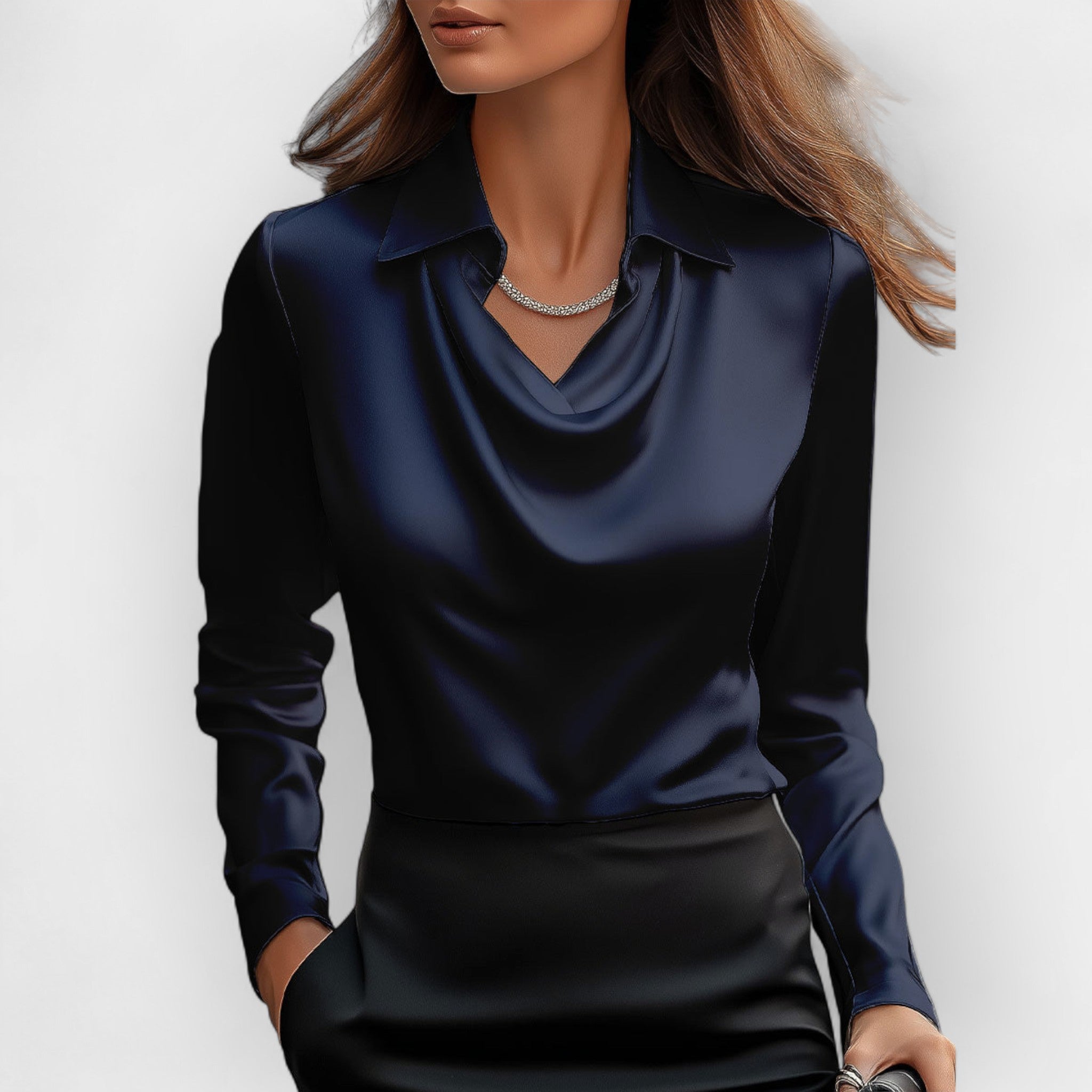 Sofia – bluse mit Wasserfallkragen Damen