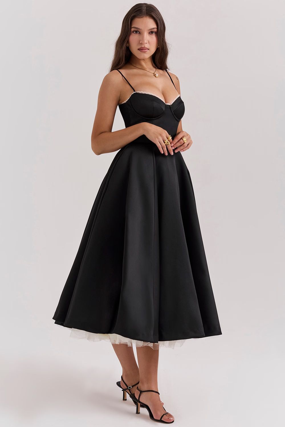 Isabella – Elegantes trägerbetontes Damen Midikleid