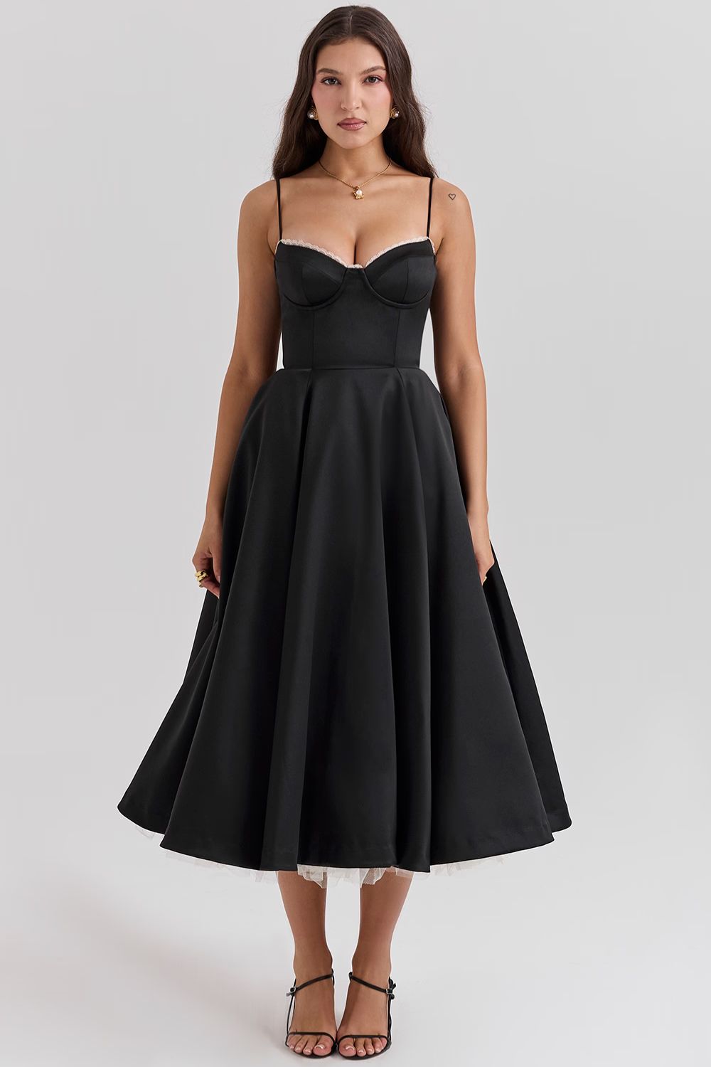 Isabella – Elegantes trägerbetontes Damen Midikleid