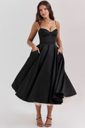 Isabella – Elegantes trägerbetontes Damen Midikleid