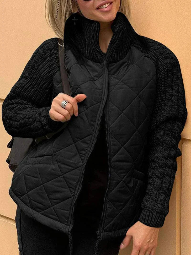 Mara – Steppjacke Damen mit Strickärmeln und hohem Kragen