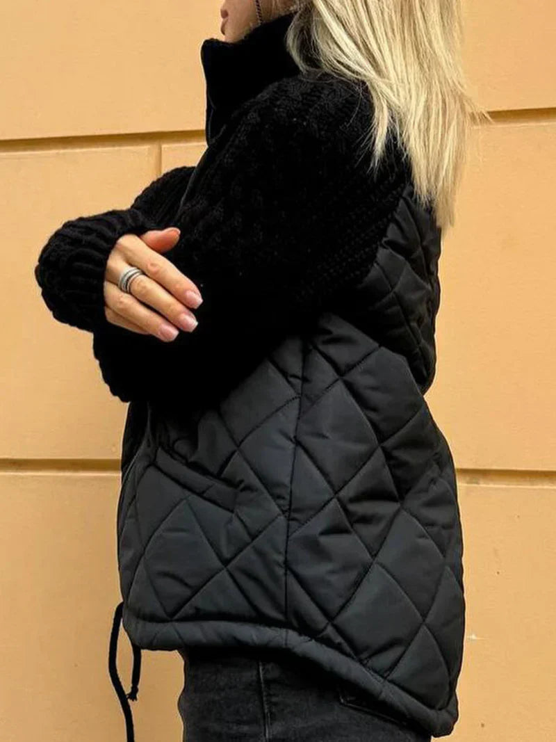 Mara – Steppjacke Damen mit Strickärmeln und hohem Kragen