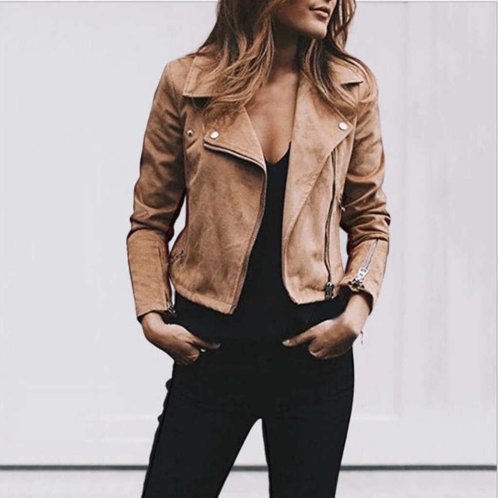 Laura – Kurze Bikerjacke mit Reverskragen
