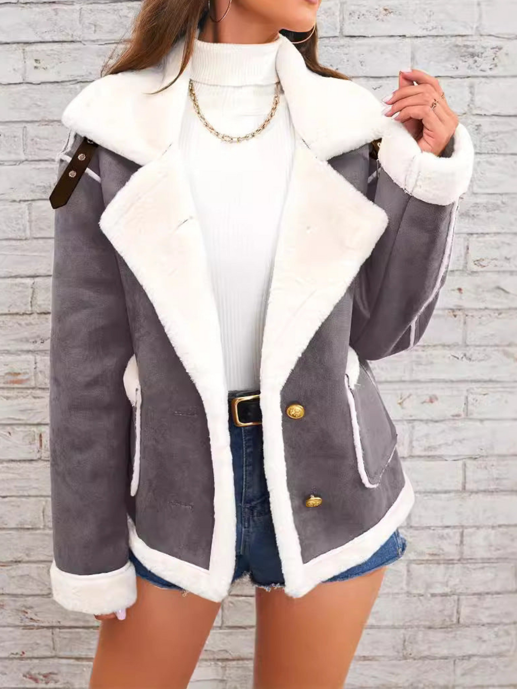 Marisol – Damen Winterjacke mit Kunstpelzfutter und Reverskragen