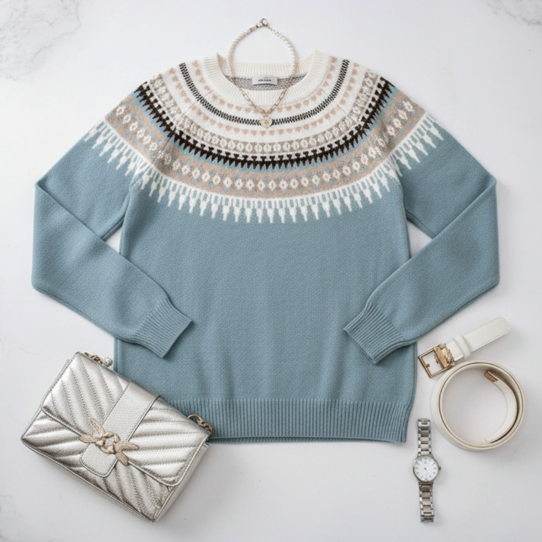 Isla – Gemusterter Damen Kaschmir-Strickpullover