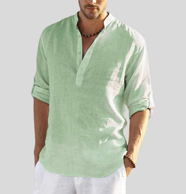 Sven – Long Sleeve Stand Collar Shirt - Image 4