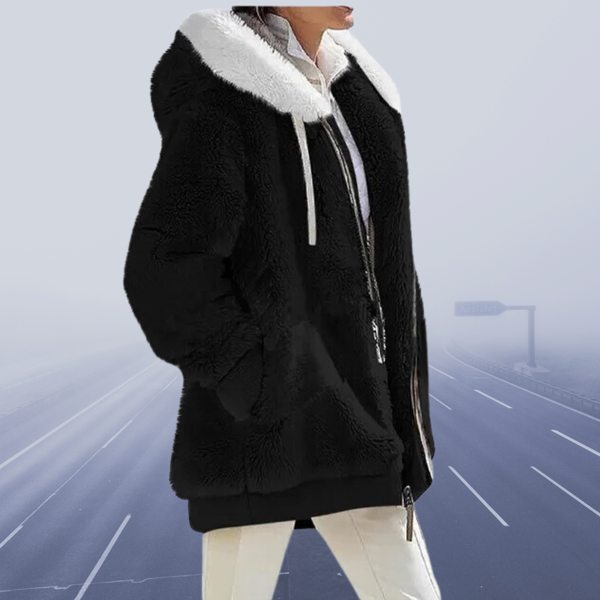 Emma – Teddy-Fleecejacke mit Kapuze für Damen