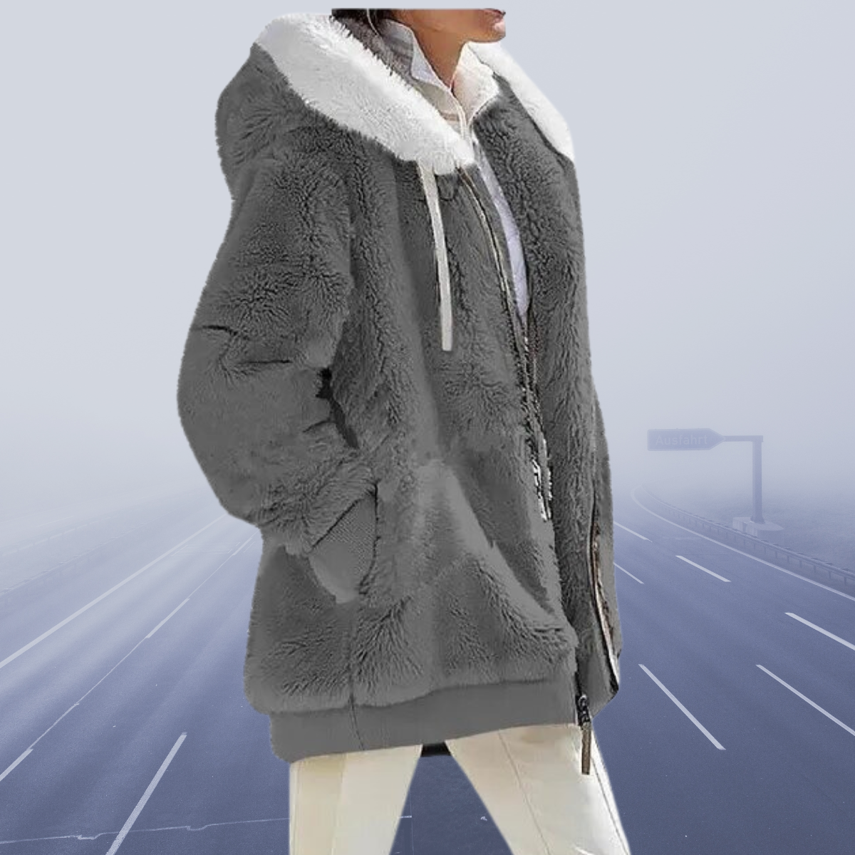 Emma – Teddy-Fleecejacke mit Kapuze für Damen