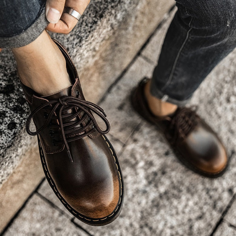 Leon - Herren Leder Halbschuhe mit Schnürung und robuster Sohle