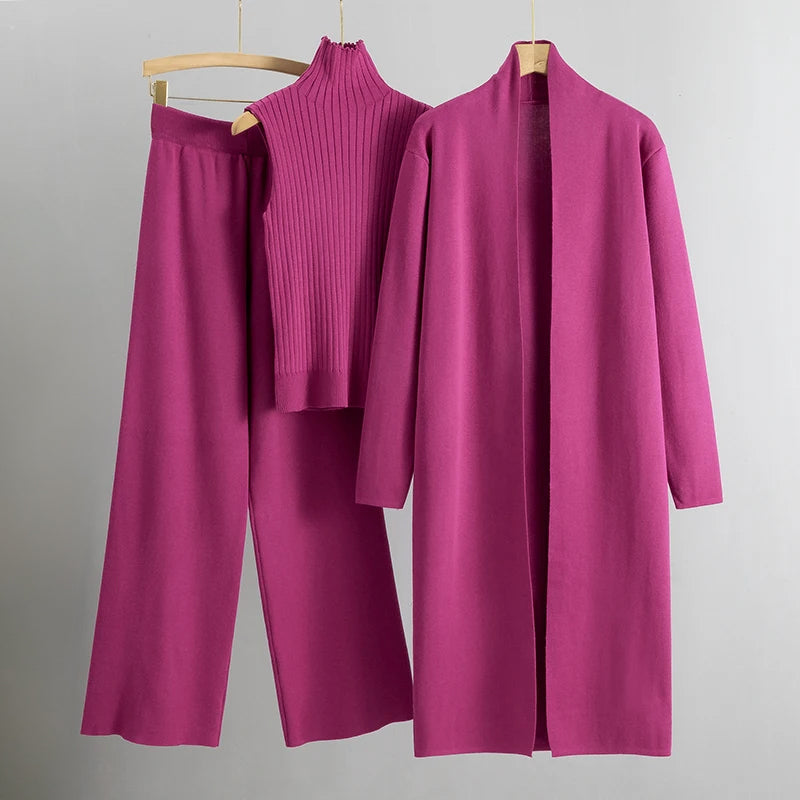 Mara – Strick-Set aus Cardigan, Top & Hose