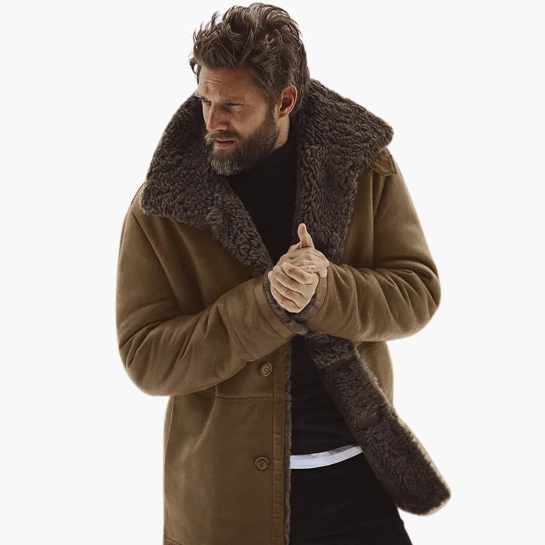 Marcus – Gefütterter Herren Wintermantel mit breitem Kragen