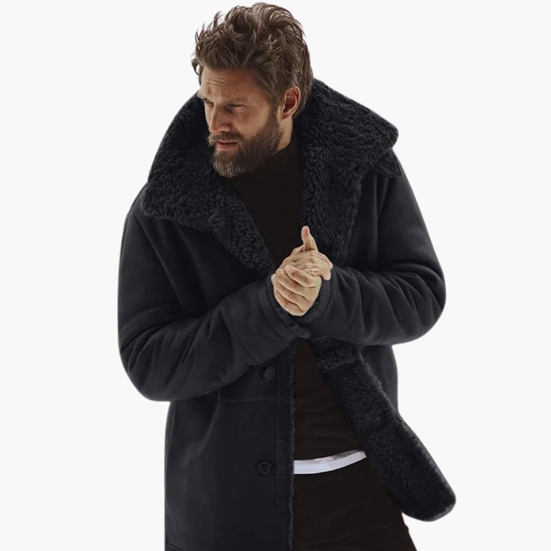 Marcus – Gefütterter Herren Wintermantel mit breitem Kragen