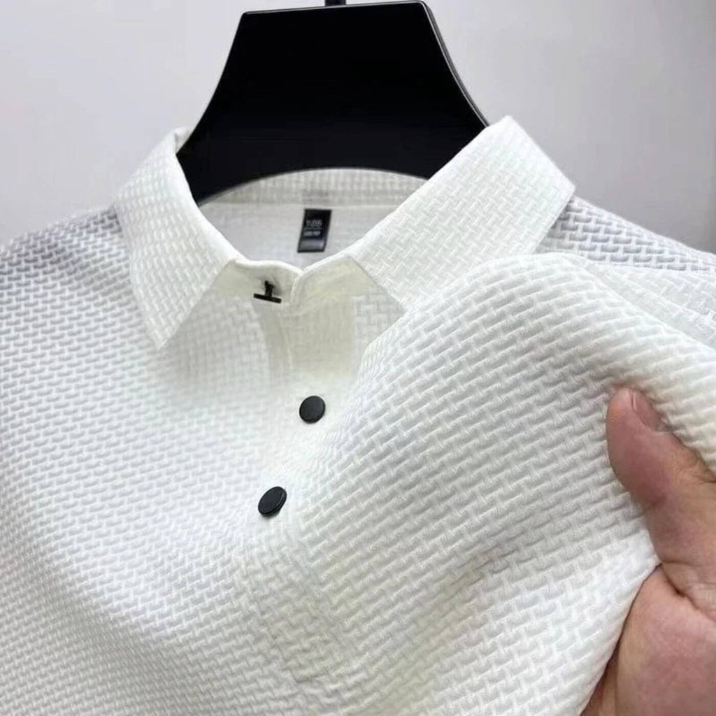 Oliver – Herren Struktur Strickpolo Mit Knopfleiste