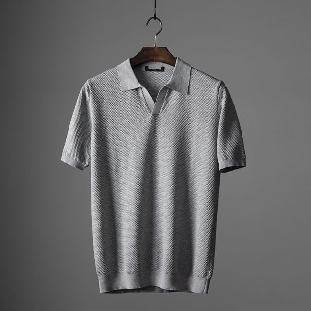 James – Herren Struktur Strickpolo Mit Kurzarm