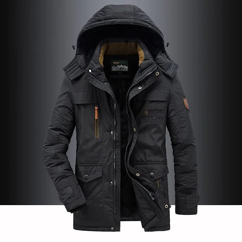 Herren Jacke mit Fleece-Innenfutter und Abnehmbarer Kapuze - J&B - 5 - Annoboutique