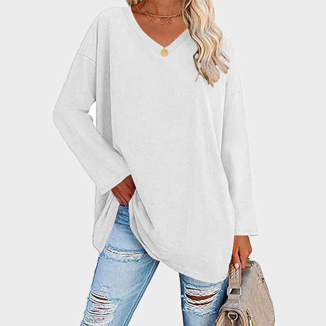 Mira – Damen Longshirt mit V-Ausschnitt