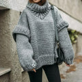 Amelia – Damen Grobstrickpullover Mit Rollkragen