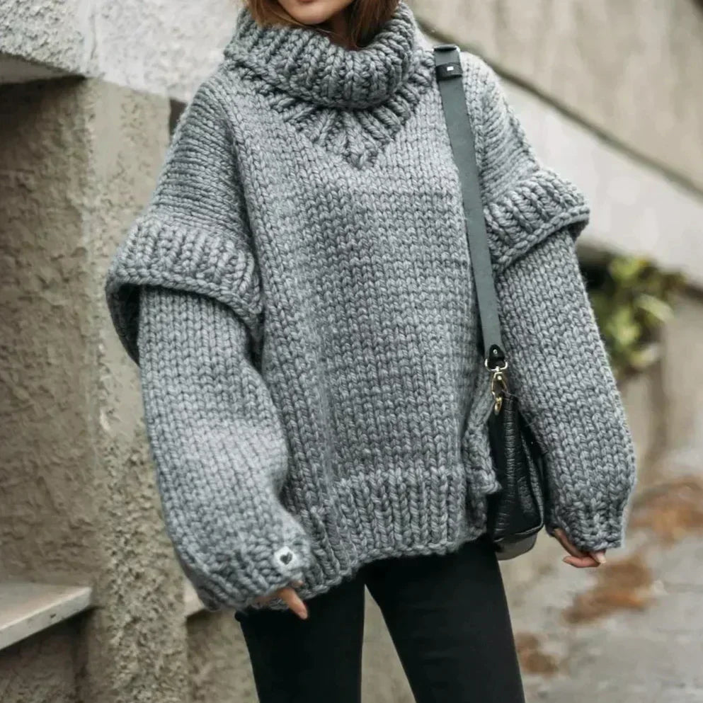 Amelia – Damen Grobstrickpullover Mit Rollkragen