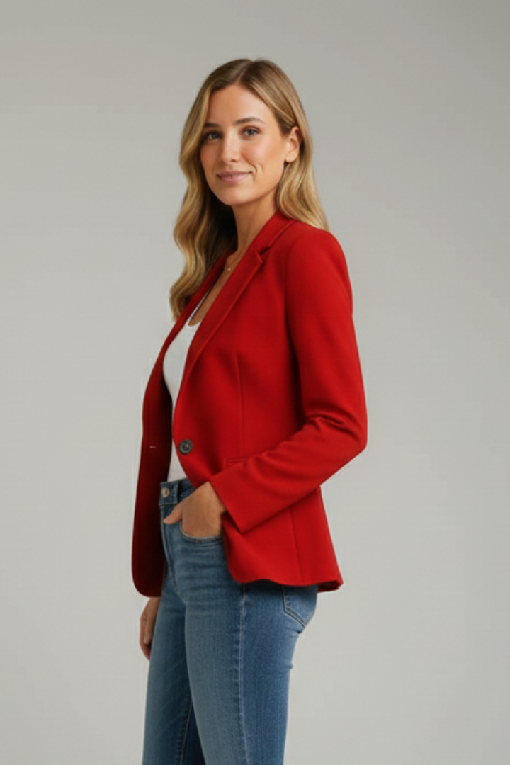 Eleganter Blazer für Damen mit modernem Revers und einem Knopf - J&B - 7 - Annoboutique