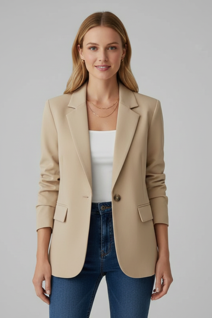 Eleganter Blazer für Damen mit modernem Revers und einem Knopf - J&B - 4 - Annoboutique