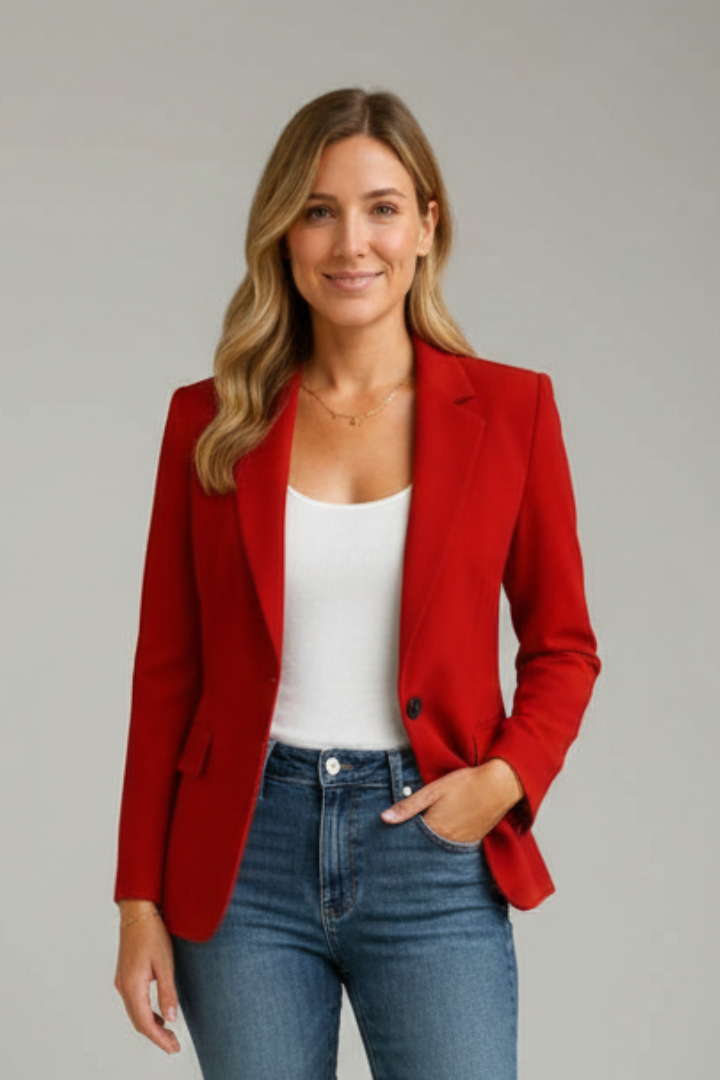 Eleganter Blazer für Damen mit modernem Revers und einem Knopf - J&B - 6 - Annoboutique