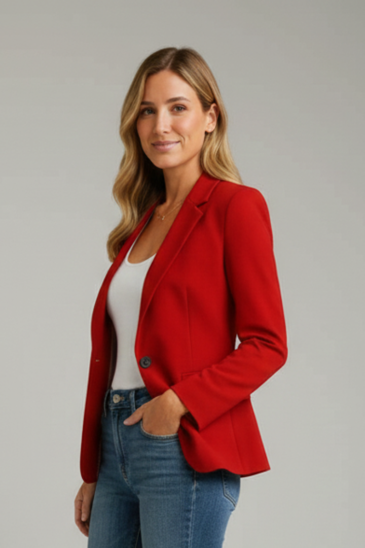 Eleganter Blazer für Damen mit modernem Revers und einem Knopf - J&B - 1 - Annoboutique