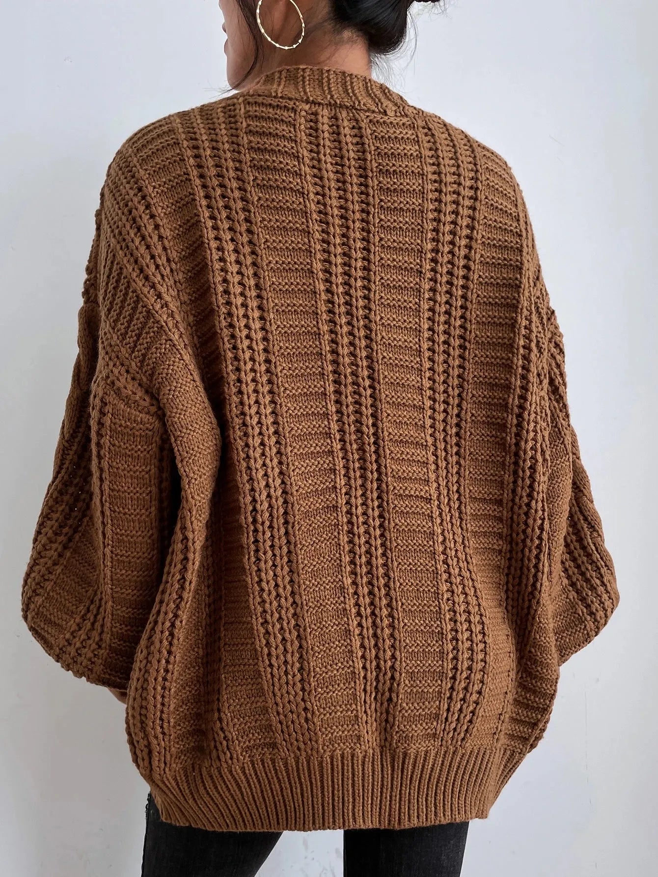 Lucía – Damen Zopfstrick Strickjacke Mit Knopfleiste