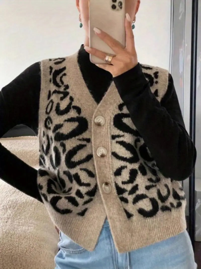 Lena - Damen Strickweste mit Knöpfen