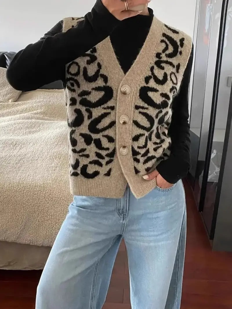 Lena - Damen Strickweste mit Knöpfen