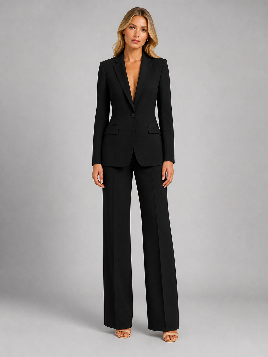 Stilvolles Damenoutfit: Figurbetonter Blazer kombiniert mit lässiger Hose - J&B - 2 - Annoboutique