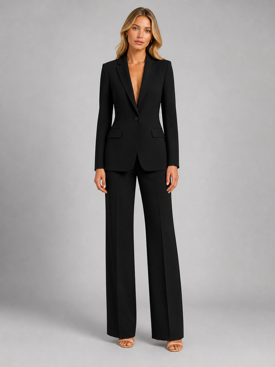 Stilvolles Damenoutfit: Figurbetonter Blazer kombiniert mit lässiger Hose - J&B - 2 - Annoboutique