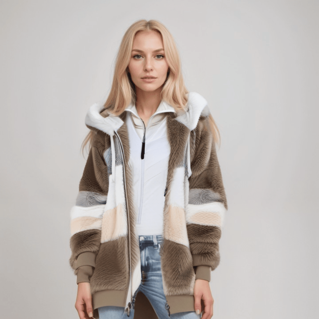 Elina - Damen Jacke mit Kapuze und Reißverschluss oversize