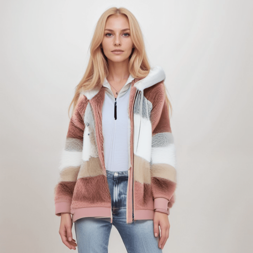 Elina - Damen Jacke mit Kapuze und Reißverschluss oversize