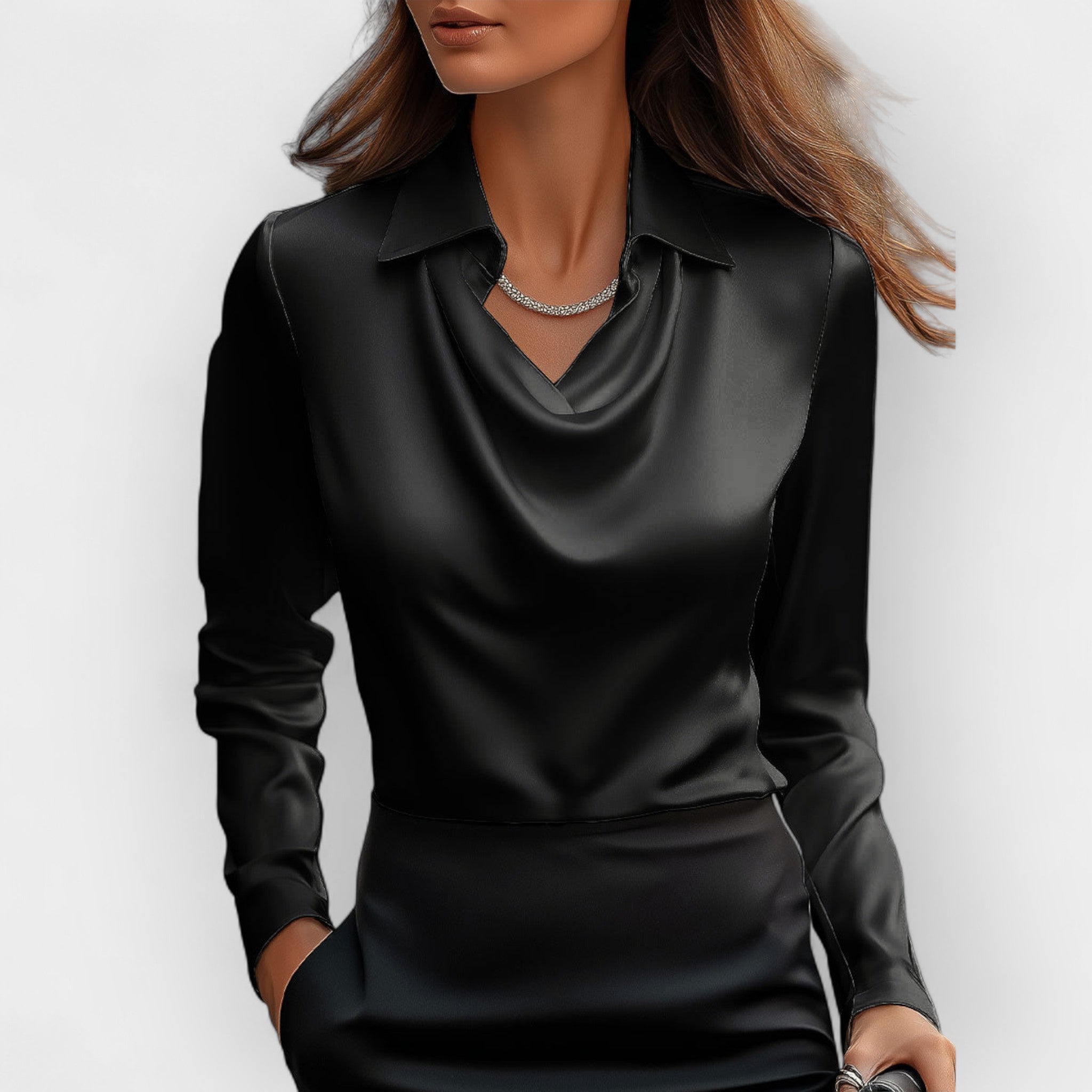Sofia – bluse mit Wasserfallkragen Damen