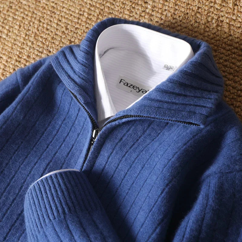 Oliver – Eleganter Strick-Zip-Pullover für Herren im modernen Winter-Look