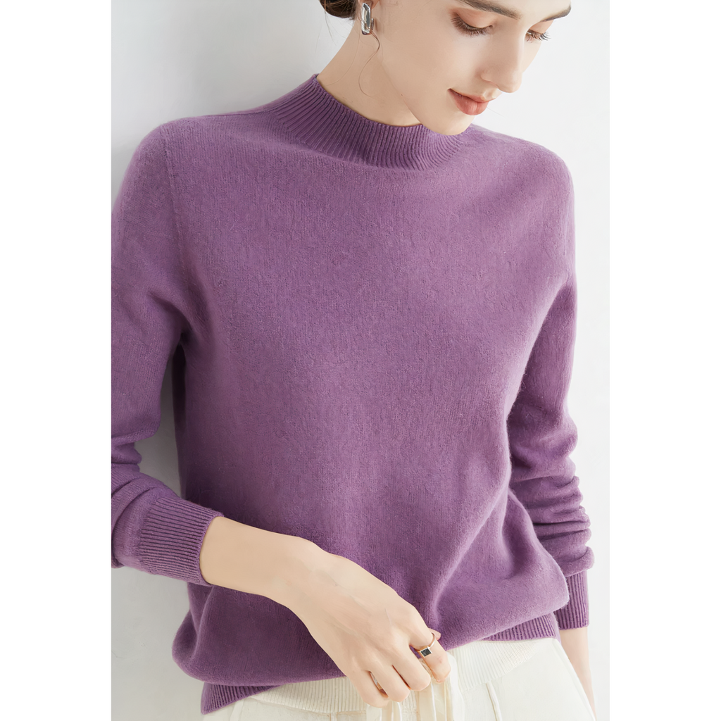Elvira - Damen Pullover mit Stehkragen und Langarm