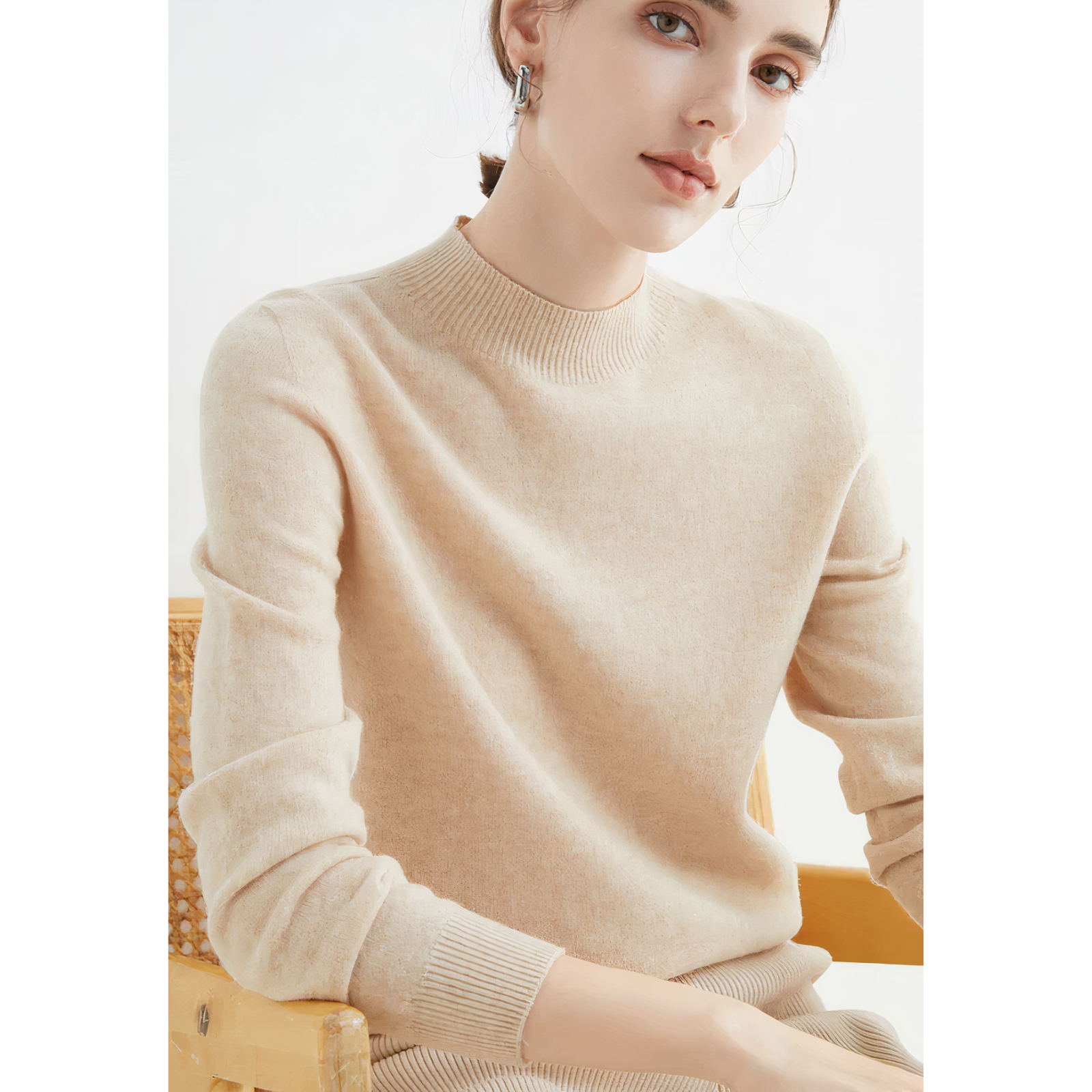 Elvira - Damen Pullover mit Stehkragen und Langarm