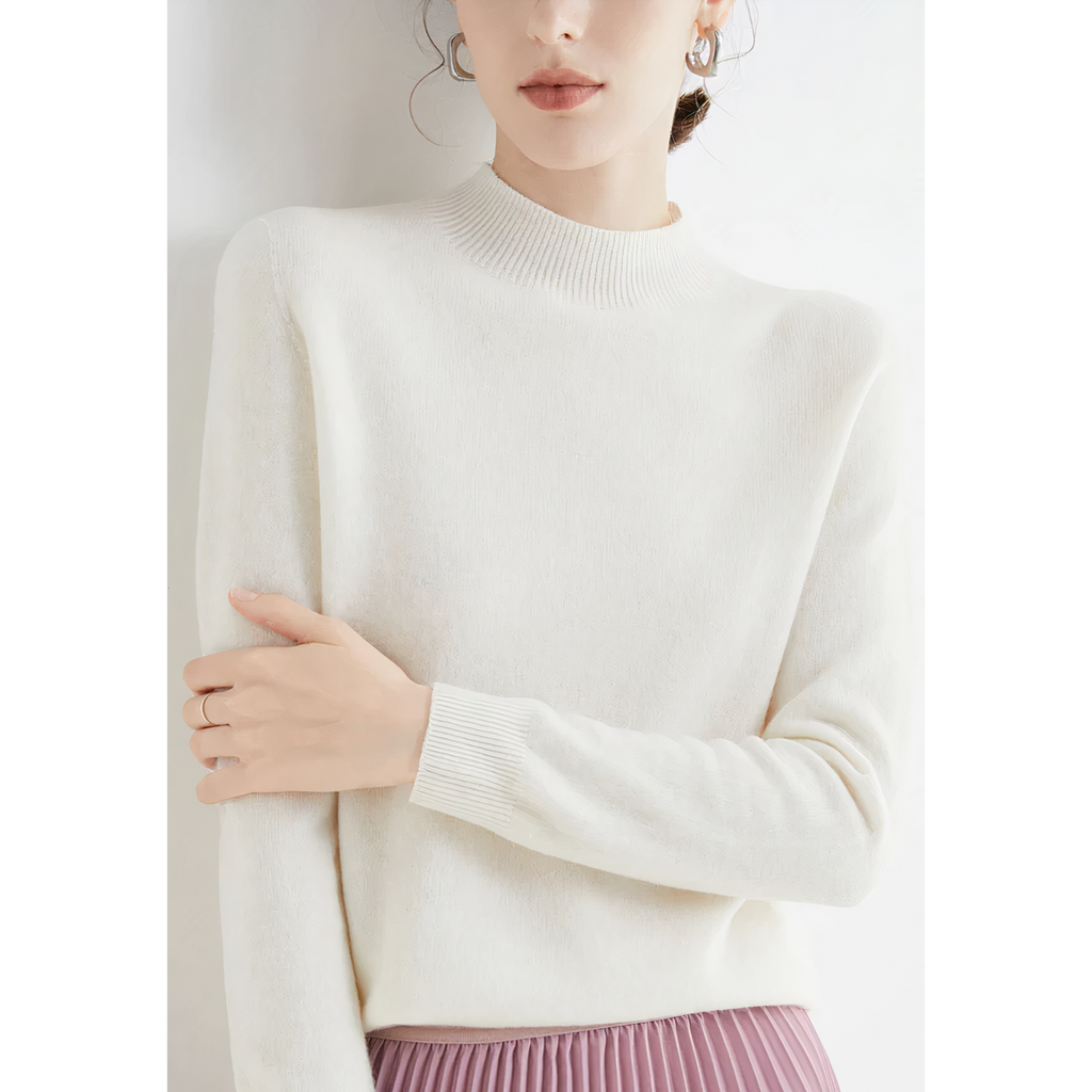 Elvira - Damen Pullover mit Stehkragen und Langarm