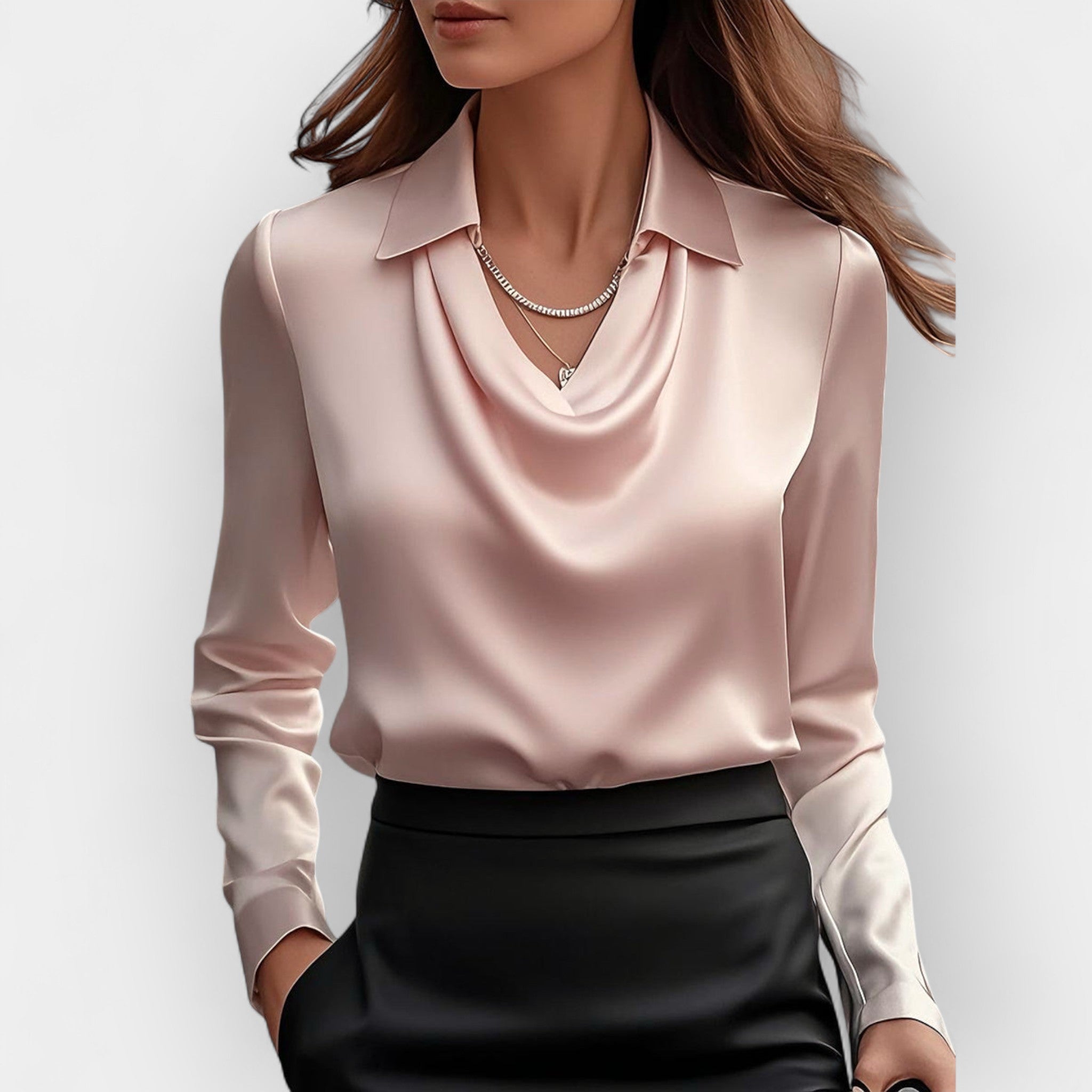 Sofia – bluse mit Wasserfallkragen Damen