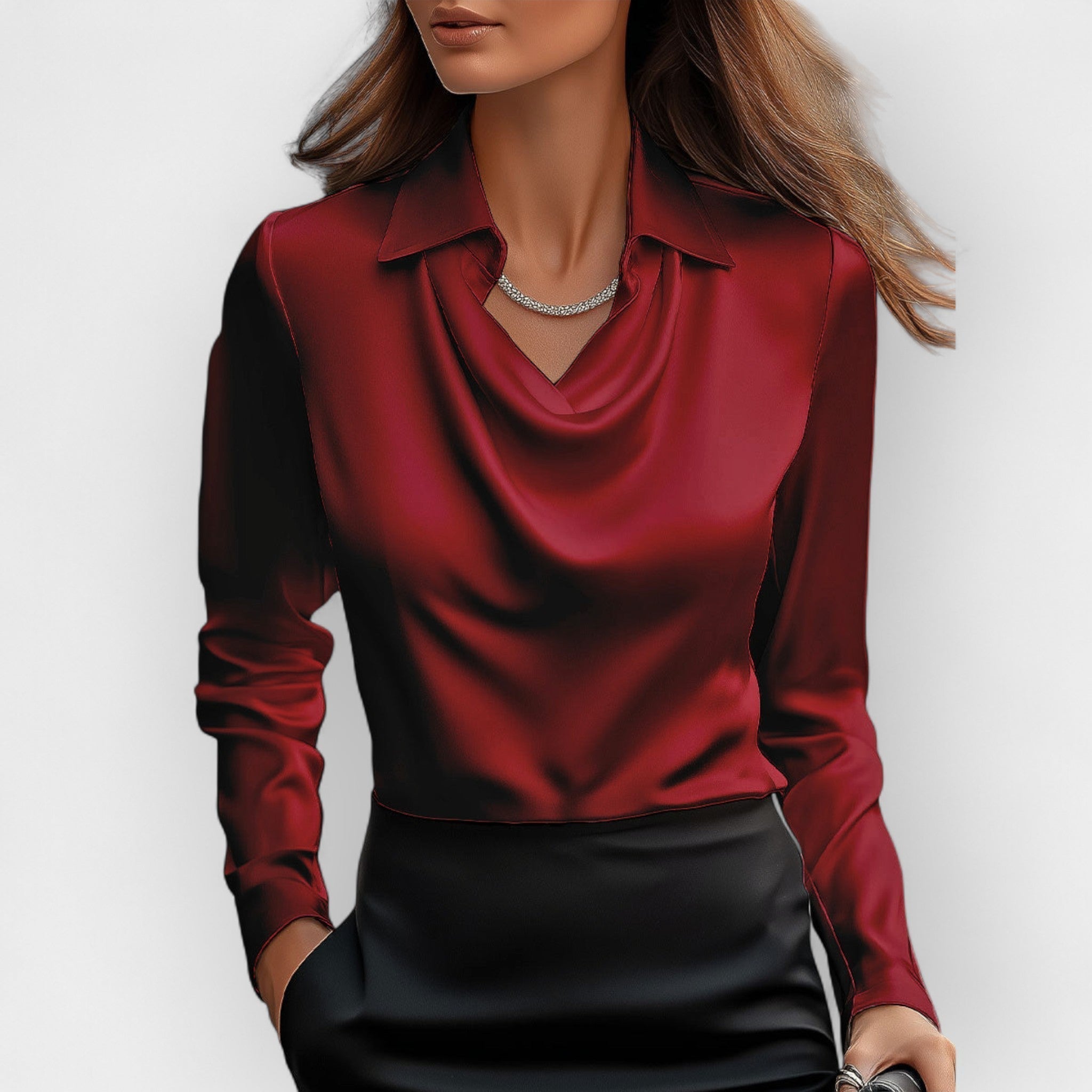 Sofia – bluse mit Wasserfallkragen Damen