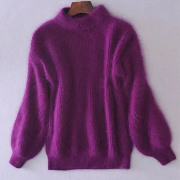 Sophia - Damen kaschmir Strickpullover mit Ballonärmeln
