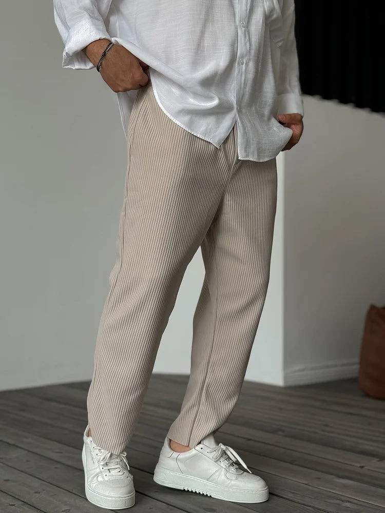Elias – Herren Stoffhose mit geradem Schnitt und elastischem Komfortbund