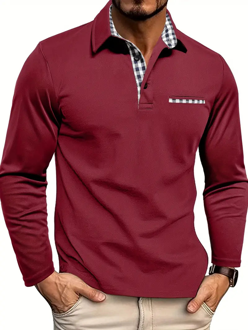 Marek – Herren-Longsleeve-Poloshirt mit Modernem Kontrastdesign