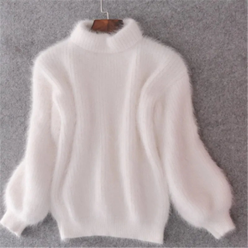 Sophia - Damen kaschmir Strickpullover mit Ballonärmeln