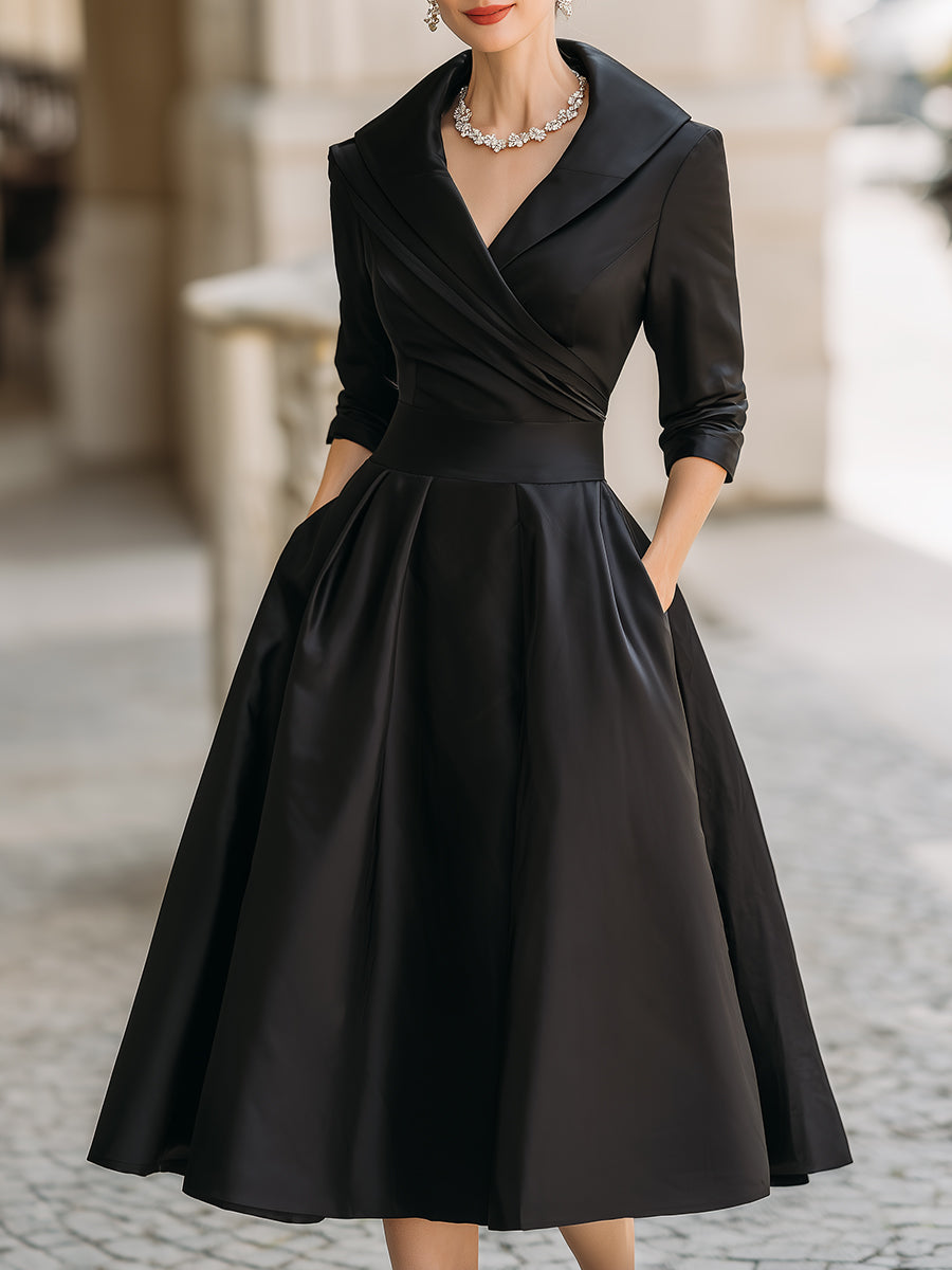 Karina – Damen Midi Kleid mit Schalkragen - 1 - Annoboutique