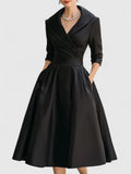 Abendkleid Damen mit Schalkragen und schwingendem Rock - 1 - Annoboutique
